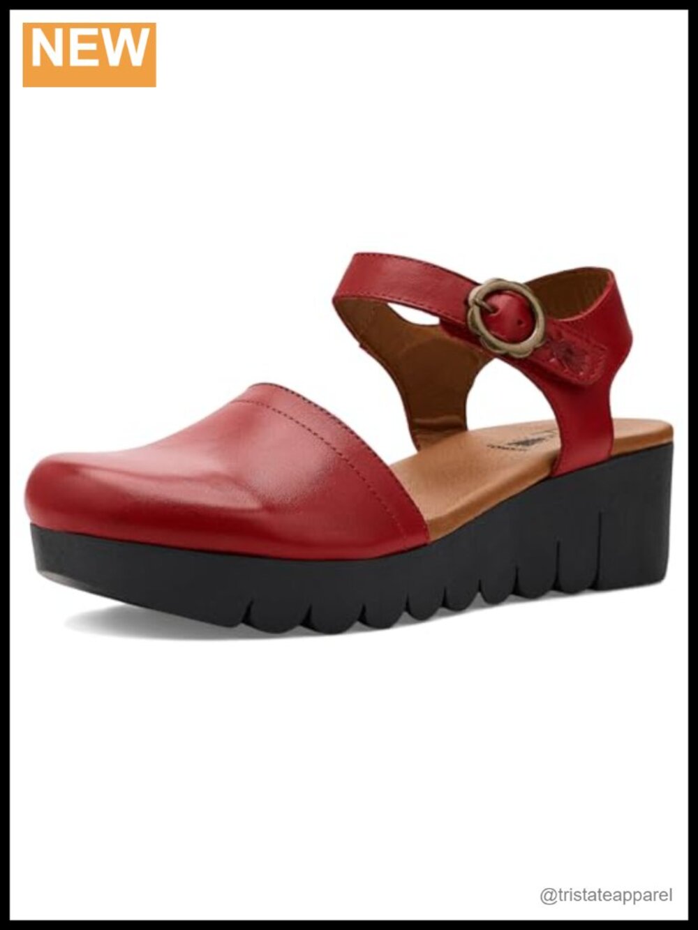 FLY London Vizi385fly Womens Closed Toe Wedge Sandal Leather Ankle Strap